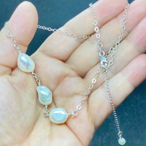 925 sterling silver pearl choker necklace